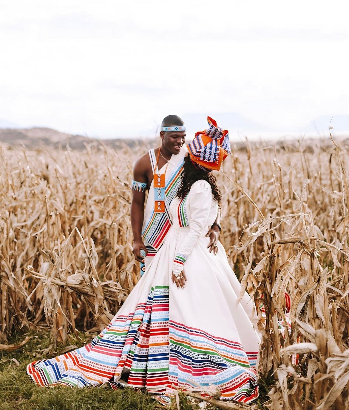Modern IsiMpondo inspired wedding ensemble