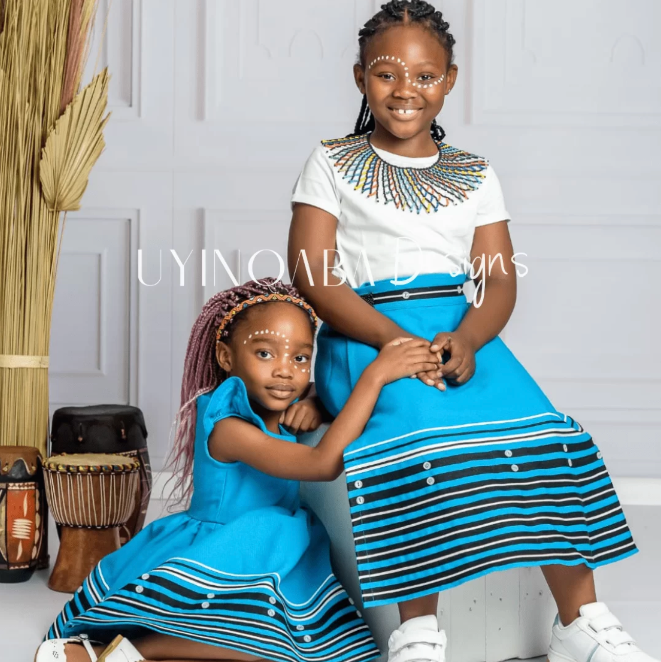 Kids Turquoise Umbhaco Wrap Skirt-from R750