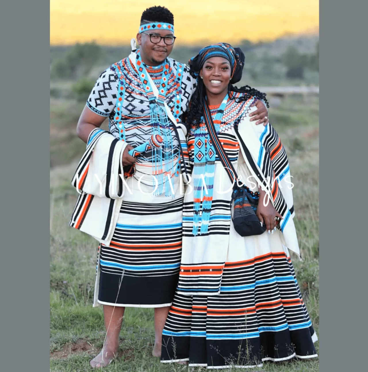 Xhosa Cream & Black Traditional Wedding Ensemble