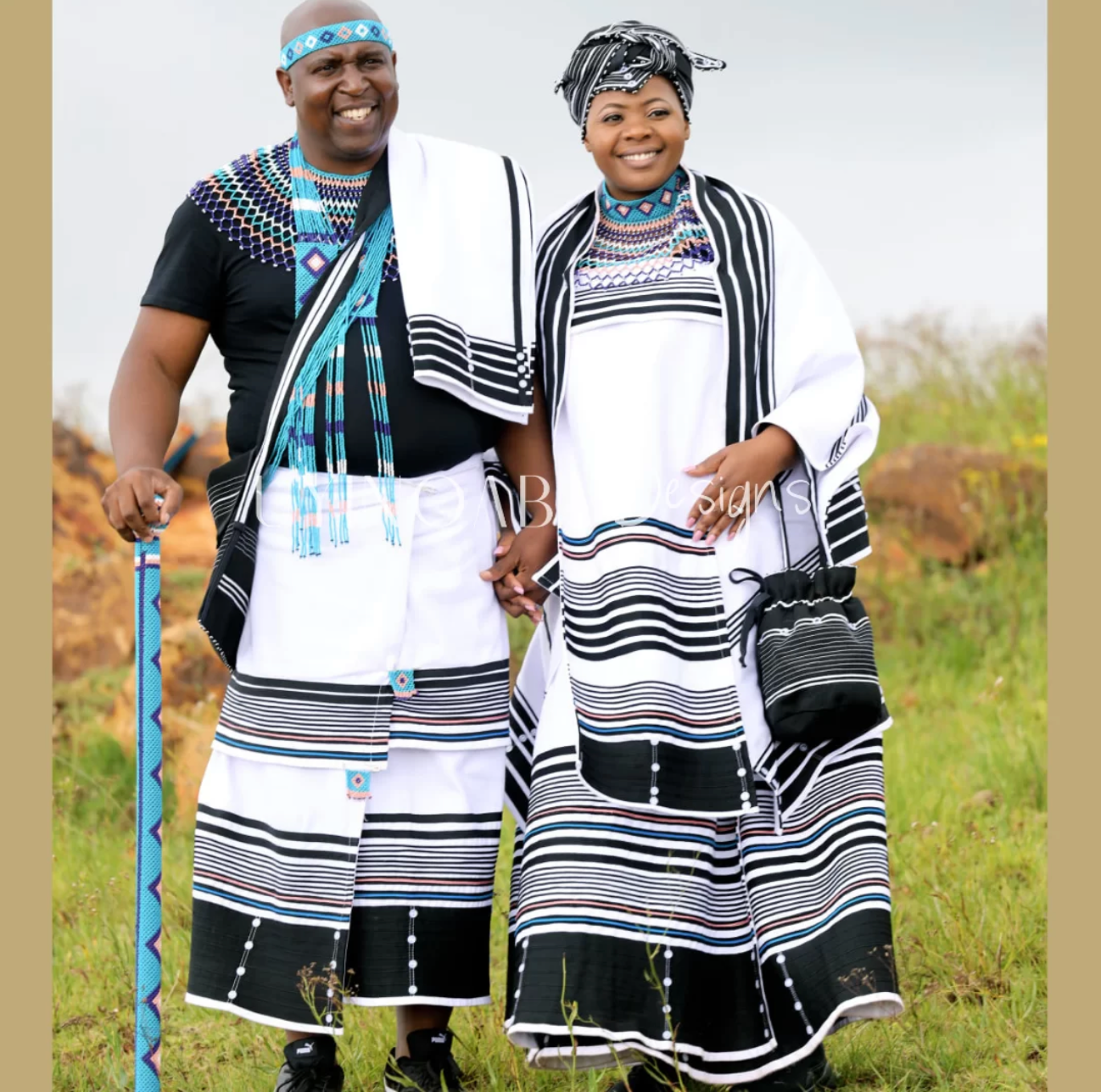 Xhosa White Traditional Wedding Ensemble