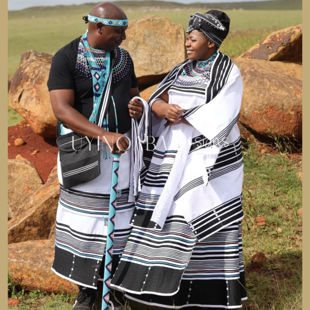 Xhosa White Traditional Wedding Ensemble